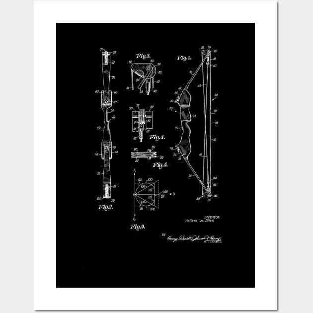 Archery Bow Vintage Patent Drawing Wall Art by TheYoungDesigns